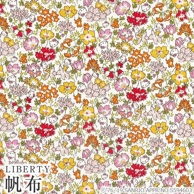 ハローキティ×リバティアートファブリック帆布～45TH ANNIVERSARY COLLECTION(45周年記念)～メルシー別注 LIBERTY 11号帆布生地＜Spring Meadow＞(スプリングメドウ)DC29967-J19FCのサムネイル