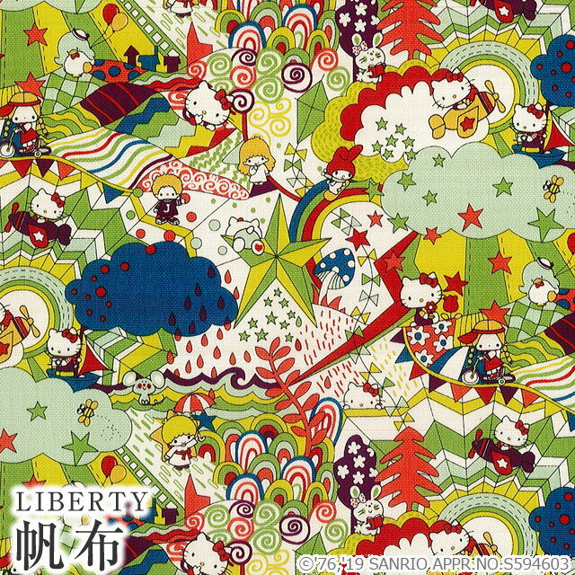 ハローキティ×リバティアートファブリック帆布～45TH ANNIVERSARY COLLECTION(45周年記念)～メルシー別注 LIBERTY 11号帆布生地＜Magical Land＞(マジカルランド)DC29971-J19GCのサムネイル