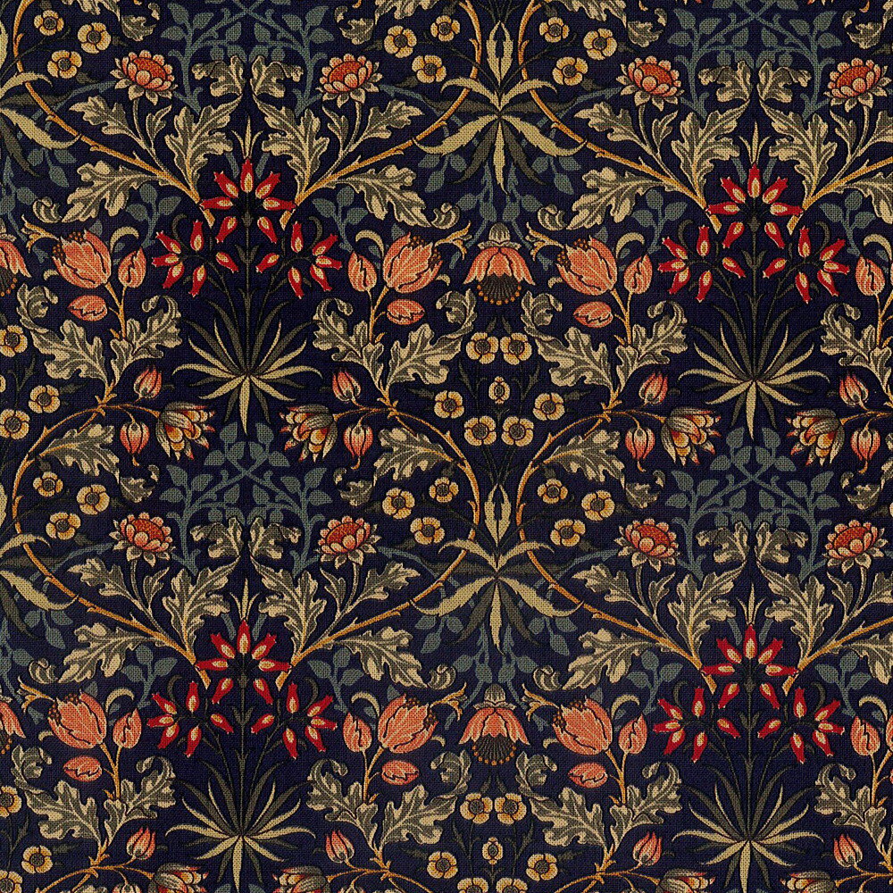 moda fabrics(モダ・ファブリックス)William Morris ウィリアムモリス シーチング生地＜HYACINTH 1900-1912＞（ヒヤシンス）INDIGOインディゴ 33496-18