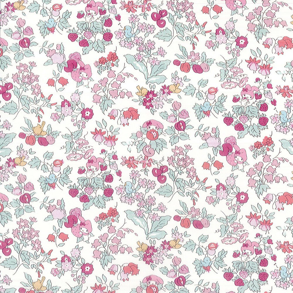 マイメロディ×リバティファブリックス 〜45TH ANNIVERSARY COLLECTION(45周年記念)〜LIBERTYリバティプリント 国産タナローン生地＜Nancy's Orchard＞(ナンシーズ・オーチャード)【ローズピンク】DC30715-J20Dのサムネイル