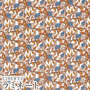 【エントリーでP10倍】ピーターラビット™×リバティファブリックス LIBERTYリバティプリント 国産つや消しラミネート(ビニールコーティング生地)<Peter's Tails>(ピーターズ・テイルズ)【オレンジ】MATLAMI-DC30738-J20E Peter Rabbit™