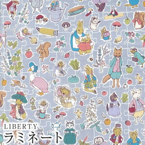 ピーターラビット™×リバティファブリックス LIBERTYリバティプリント 国産つや消しラミネート(ビニールコーティング生地)<Hill Top Adventures>(ヒルトップ・アドベンチャー)【ブルー】MATLAMI-DC30740-J20A Peter Rabbit™