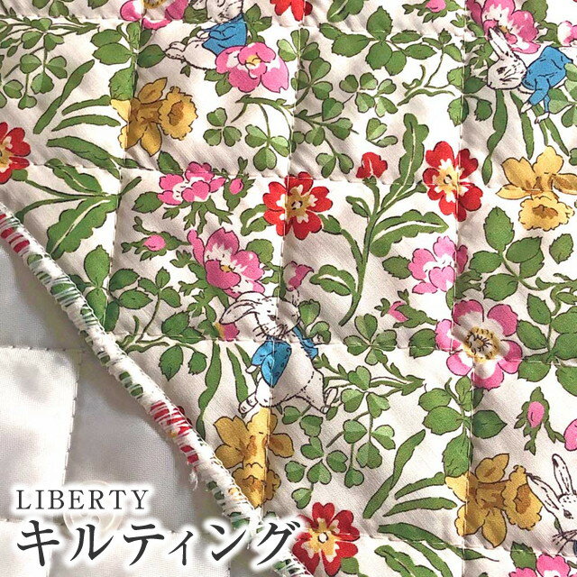 ピーターラビット&#8482;×リバティファブリックス LIBERTYリバティプリント 国産タナローン生地キルティング(裏ポリエステルキルト生地)＜Walker Rabbits＞(ウォーカー・ラビッツ)【レッド＆ピンク】QUILT-DC30741-J20C Peter Rabbit&#8482;のサムネイル