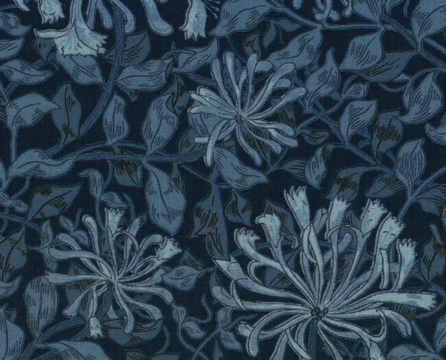 moda fabrics(モダ・ファブリックス)William Morris ウィリアムモリス シーチング生地＜Honeysuckle＞(ハニーサックル)＜INDIGO(インディゴ)＞8362-13