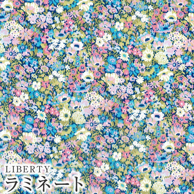 LIBERTYリバティプリント 国産つや消しラミネート(ビニールコーティング生地)【エターナル】＜Thorpe Hill＞(ソープヒル)【ピンク＆サックス】MATLAMI36300115ZEのサムネイル