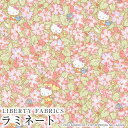 ハローキティ×リバティファブリックス LIBERTY つや消しラミネート(ビニールコーティング生地)＜Primrose Meadow＞(プリムローズメドゥ)【ペールピンク】MATLAMI-DC33493-J24A