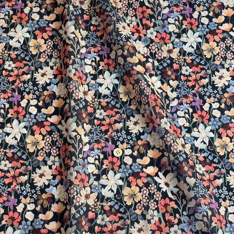 【エントリーでP10倍】LIBERTYリバティプリント 国産リヨセルローン生地(エターナル)＜Dreams of Summer＞(ドリームスオブサマー)【ブラック地】36301126ZS