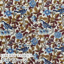 LIBERTYリバティプリント 国産タナローン生地(エターナル)<Strawberry Tree>(ストロベリーツリー)【ブルー×ブラウン】DC31032DE