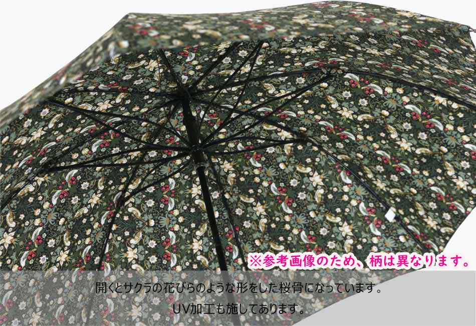 LIBERTYリバティプリントを使った晴雨兼用傘ショートパラソル(日傘)＜Mauverina＞(マウベリーナ)GYグレー 205409 2