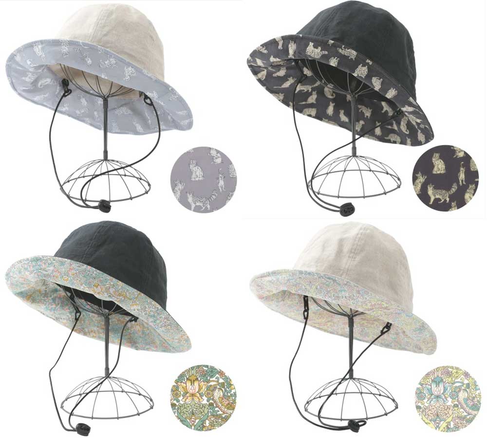 LIBERTY FABRICS リバティプリントを使ったリネンハット帽子(ミャオウ・ストロベリーシーフスプリング)LinenHat