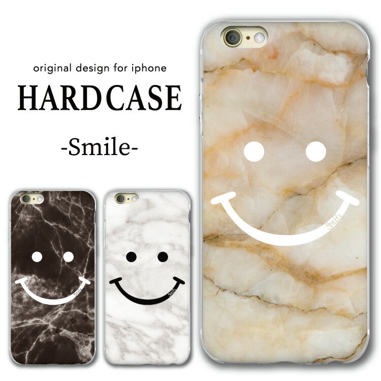 iPhoneケース クリア ハードケース iPhone14 iPhonese SE 第三世代 iPhone13 iPhone12 iPhone15 ケース 11 8 XR アイフォン XS X ハード スマイル にこちゃん 大理石 マーブル ブラックのサムネイル