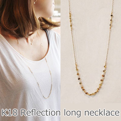 【500円OFFクーポンあり☆P×2倍!!】 ロング ネックレス レディース K18 18金 ゴールド ホワイトゴールド プラチナ GOLD WG Pt850 18K 華奢 繊細 チェーン 重ね着け 長い 80cm 女性 反射 キラキラ ギフト プレゼント 軽い あす楽対応 ギフトラッピング対応