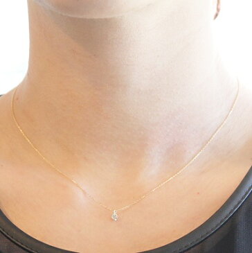 K18 ダイヤモンド ネックレス (0.10ct) スルー式 一粒 6本爪 18K 18金 ゴールド ピンクゴールド ホワイトゴールド GOLD PG WG シンプル 華奢 可憐 繊細 スキンジュエリー クリスマス ギフト レディース (リトルプリンセスダイヤモンドネックレス)【あす楽対応】