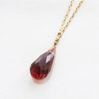 再再再再再入荷!【限定5点】K18ゴールドドロップガーネットペンダントネックレス18K18金天然石しずくシンプル赤華奢繊細レディース女性送料無料(ドロシーガーネットネックレス)【あす楽対応】【コンビニ受取対応商品】