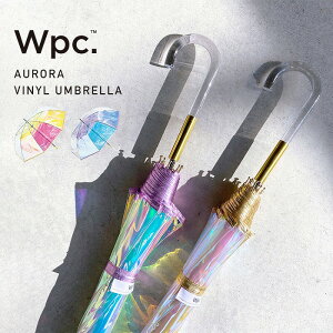 ビニール傘 パイピング オーロラ Wpc【雨傘 撥水 60cm レディース 女性 ビニール傘 通勤 通学 おしゃれ かわいい 可愛い オーロラ傘 インスタ映え ゴールド マットハンドル キラキラ 反射 虹色 レインボー カラフル 透明 クリア 綺麗】【ポイント10倍】