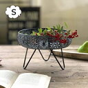 SCANDINAVIAN メタルフラワー脚付きバスケット Sサイズ シルバー グレー 三つ足 FJGK2911 植木鉢 プランターカバー フラワーポット 花 鉢...