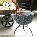 SCANDINAVIAN メタルフラワー脚付きポット Lサイズ シルバー グレー 三つ足 FJGK2923 植木鉢 プランターカバー フラワーポット 花 鉢 観...
