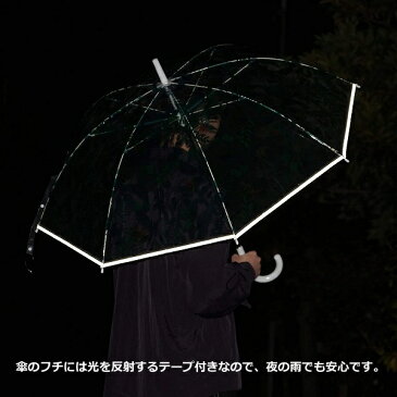 ビニール傘 ハッピークリアアンブレラ グラスファイバー 反射テープ・ネイルガード付き 100cm リーフボタニカル 親骨58cm 大判サイズ HHLG2010 グリーン SPICE OF LIFE