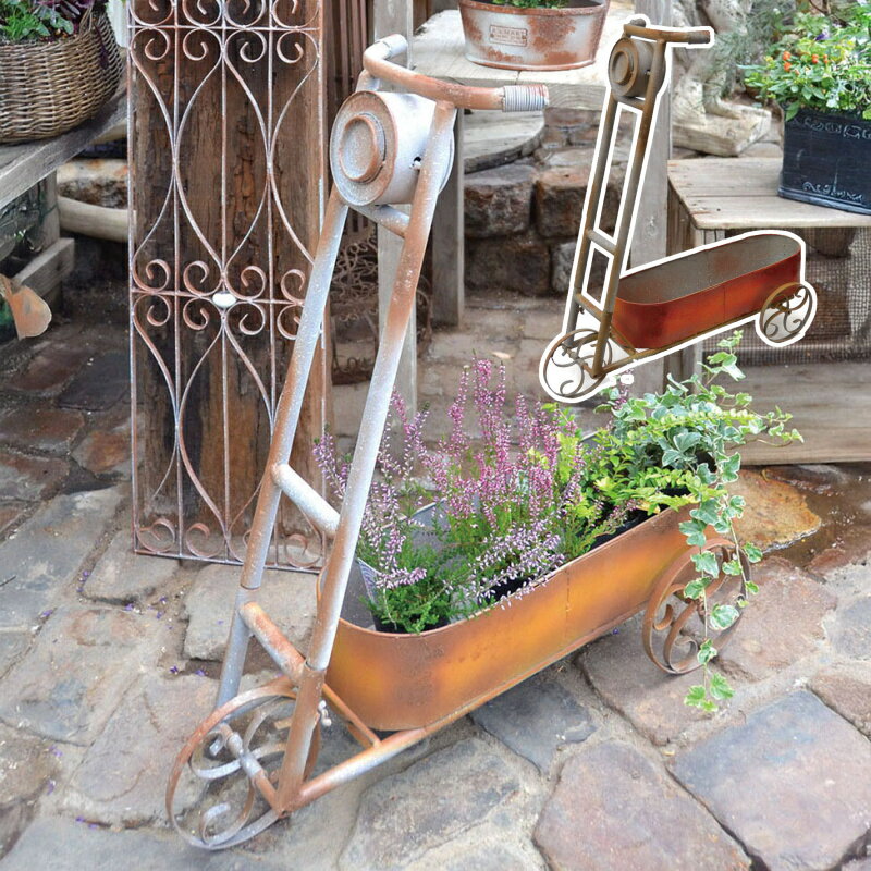 プランター キックボードプランター レッド イエロー アンティーク風 azi-azi アジアジ 植木鉢 ガーデ..