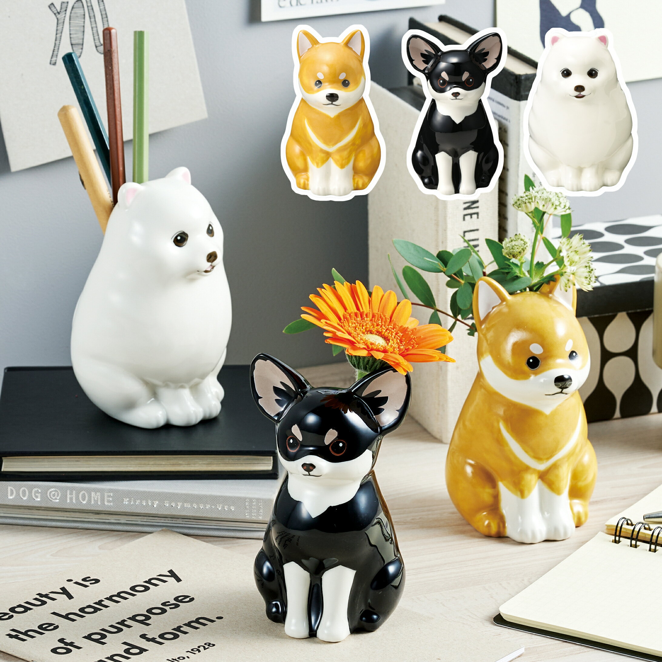 フラワー&ペンスタンド 犬 いぬ イヌ ドッグ おしゃれ かわいい セトクラフト ペンスタンド おしゃれ ペン立て ペンたて ぺんたて 鉛筆立て 鉛筆たて 筆立...