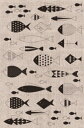 キッチンタオル ハーフリネン fishes キッチンクロス キッチンワイプ 布巾 ふきん 台拭きスポンジワイプ【ポイント10倍】