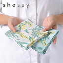 ハンカチ ミモザ フラワー お花 ブルー ホワイト 白 shesay 志成販売 304942 コットン 綿 100% 総柄 ハンカチーフ はんかち 女性用 女性...