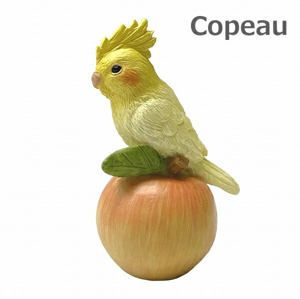 Copeau コポー オカメインコと赤リンゴ レジン 73454 オカメ インコ 赤リンゴ りんご 雑貨 小物 オブジェ カエル 置き物 置物 オブジェ 蛙 フロッグ FROG ガーデン雑貨 インテリア雑貨 小物 マスコット ミニチュア