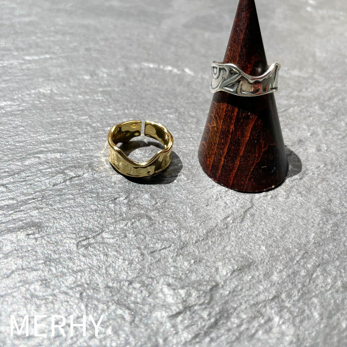 Rakuten - ring ME150 Silver925 シルバー925 インスタで人気 ウェーブ ゴツメ 太め 指輪 リング 女性 アクセサリー トレンド オシャレ カジュアル かわいい 人気 ゴールド シルバー ランキング メルウィー merhy 韓国アクセ フリーサイズ サイズ調整可 20代 30代 40代 50代 金アレ