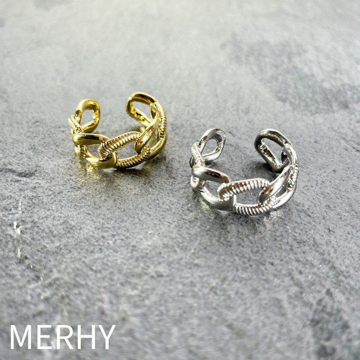Rakuten - ring ME118 インスタで人気 シンプル チェーン 太め ゴツメ 指輪 リング 女性 大人 アクセサリー トレンド オシャレ カジュアル キレイめ かわいい 人気 ゴールド シルバー ランキング メルウィー merhy 韓国アクセ プチプラ フリーサイズ サイズ調整可 20代 30代 40代 50代