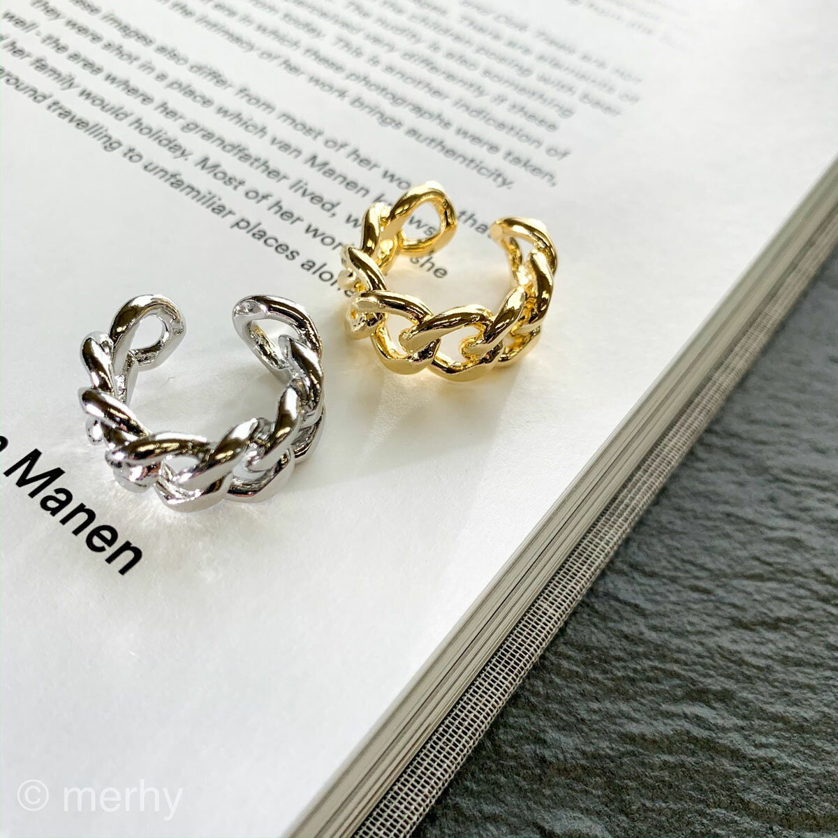 ring ME70 インスタで人気 シンプル チェーン 太め ゴツメ 指輪 リング 女性 大人 アクセサリー トレンド オシャレ カジュアル キレイめ かわいい 人気 ゴールド シルバー ランキング メルウィー merhy 韓国アクセ プチプラ フリーサイズ サイズ調整可 20代 30代 40代 50代のサムネイル