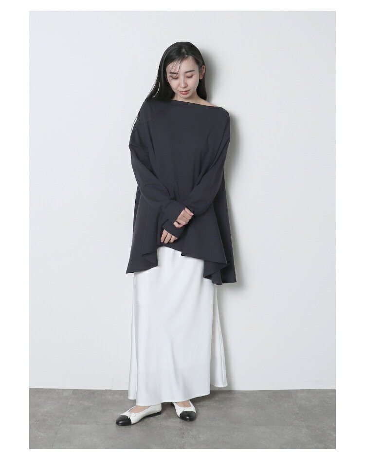 バックテントライン ボートネックカットトップス