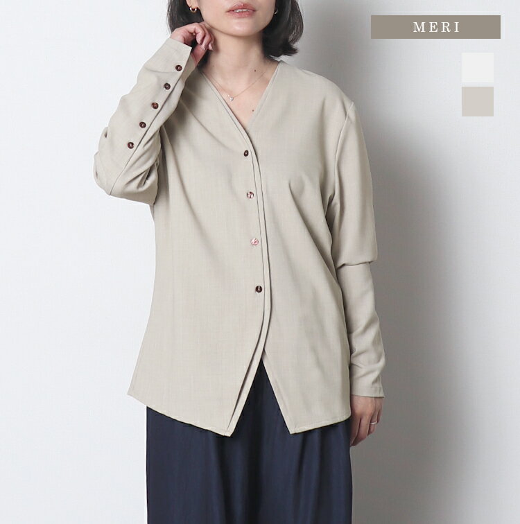 Vネックダブルフロントブラウス