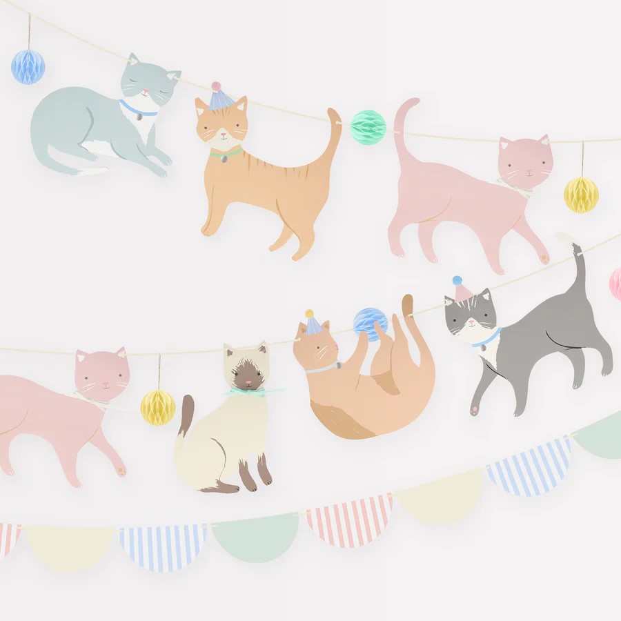 Rakuten - ネコ ガーランド 猫 キャット バースデーガーランド 装飾 かわいい おしゃれ 誕生日会 飾り付け 男の子 女の子 誕生日パーティ バースデーデコレーション merimeri メリメリ 子供部屋 Cute Kittens Garland