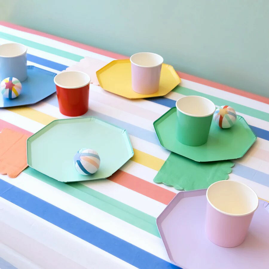 乐天商城 - Meri Meri メリメリ ペーパー テーブルクロス マルチ カラー カラフル ストライプ Multi Stripe Tablecloth 276449