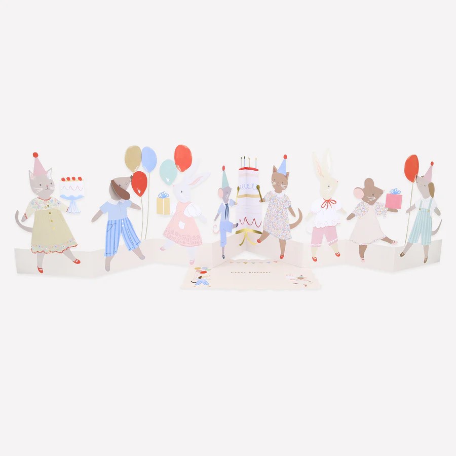 乐天商城 - バースデーカード 誕生日カード Birthday Cards おしゃれ かわいい アニマル 動物 折りたたみ式 グリーティングカード 輸入カード メッセージカード merimeri メリメリ Happy Birthday Animal Friends Card