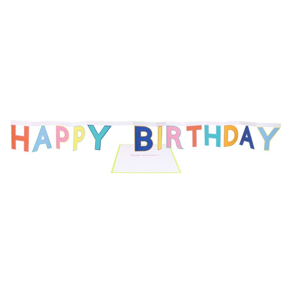 乐天商城 - バースデーカード 誕生日カード Birthday Cards おしゃれ かわいい バナー 折りたたみ式 グリーティングカード 輸入カード メッセージカード merimeri メリメリ Happy Birthday Banner Card