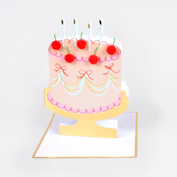 乐天商城 - バースデーカード 誕生日カード Birthday Cards チェリー さくらんぼ ケーキ おしゃれ かわいい バナー 折りたたみ式 グリーティングカード 輸入カード メッセージカード merimeri メリメリ Cherry Cake Card