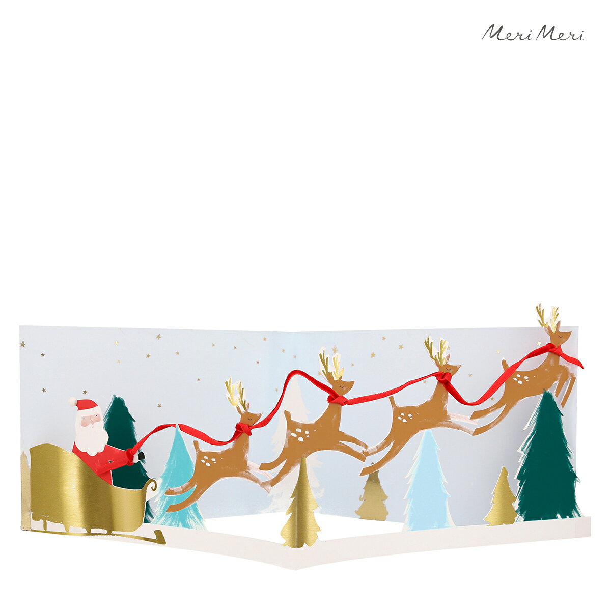 クリスマスカード（1000円程度） 【クリスマス】クリスマスカード サンタ 立体 おしゃれ かわいい グリーティングカード 輸入カード メッセージカード merimeri メリメリ Santa's Sleigh 3d Scene Card