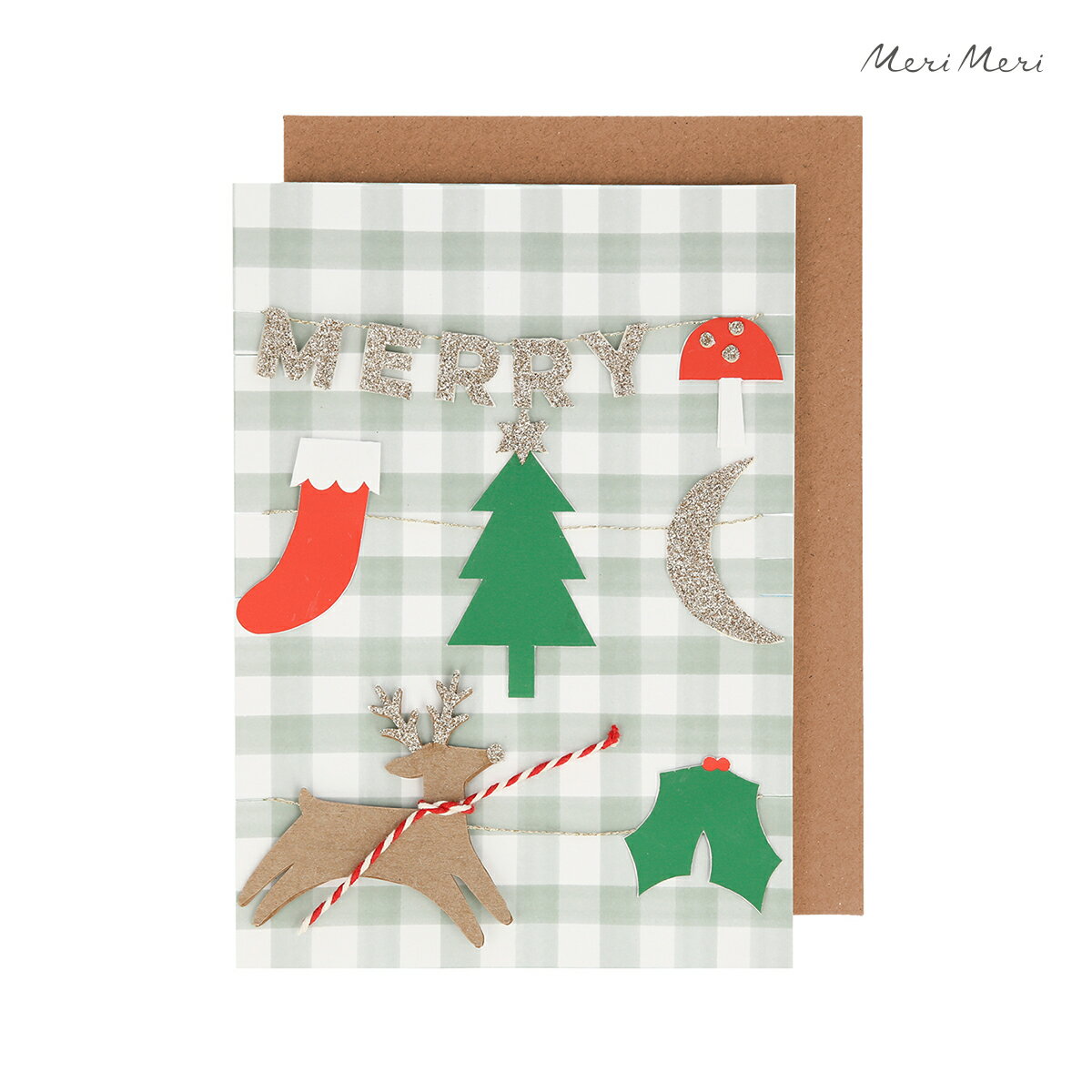 クリスマスカード ガーランドカード おしゃれ かわいい グリーティングカード 輸入カード メッセージカード merimeri メリメリ Merry Christmas Garland Card