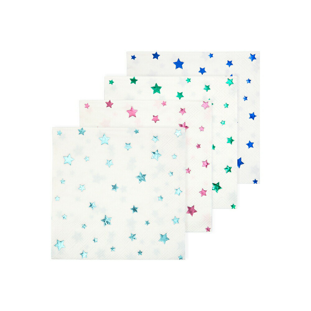 Metallic Foil Star Napkins　 Pack of 16 in 4 colors. メタリックホイル　スターナプキン　紙ナプキン　4色計16枚入り Size（約/cm): 12.7x 12.7
