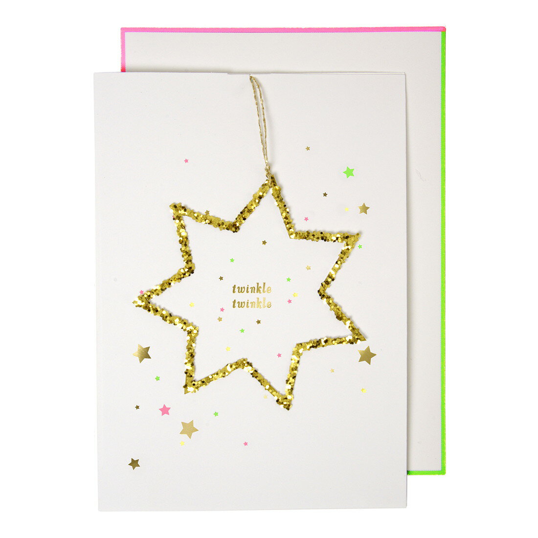 TwinkleGlitteredStar　Card クリスマスカード　ゴールドグリッタースター　カード　クリスマス　グリーティングカード サイズ : 封筒のサイズは約134x183mm。定形外郵便になります。