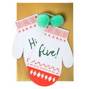 【クリスマス】 クリスマスカード HI FIVE MITTENS ボンボン付きミトンデザイン カード クリスマス グリーティングカード xmas クリパ ホームパーティ クリスマスグッズ