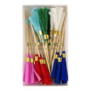 PARTY PICKS 24 party picks with crepe paper tassels in 6 colors 45-1968 パーティピック　6色24本入り Box Size（約/cm): 6.4x11.4x1.6