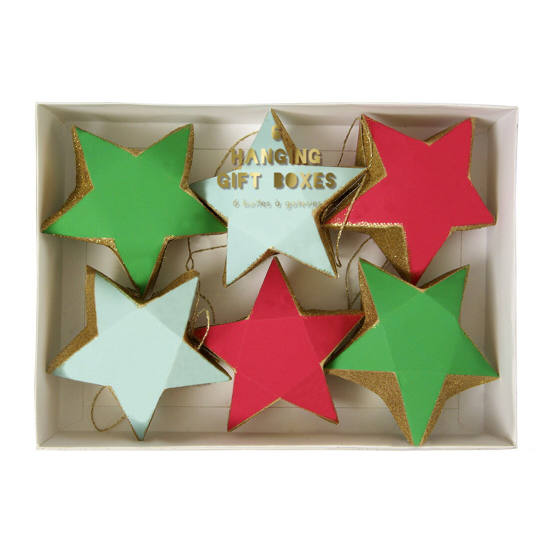 【クリスマス】　STAR　HANGING　GIFT BOXES 　スターハンギングギフトボックス　6入り　ミニプレゼントボックス　ラッピング　クリスマスギフト　クリスマスプレゼント　クリスマスグッズ　クリスマスパーティ　イベント　 xmas ホームパーティ クリスマスグッズ