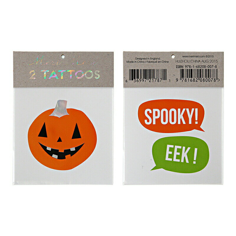 【 ハロウイン】タトゥーシール かぼちゃ 「SPOOKY」「EEK」 クロネコ 猫 かわいい おしゃれ キッズ 子供 飾り付け ハロウィンパーティ ハロウィン