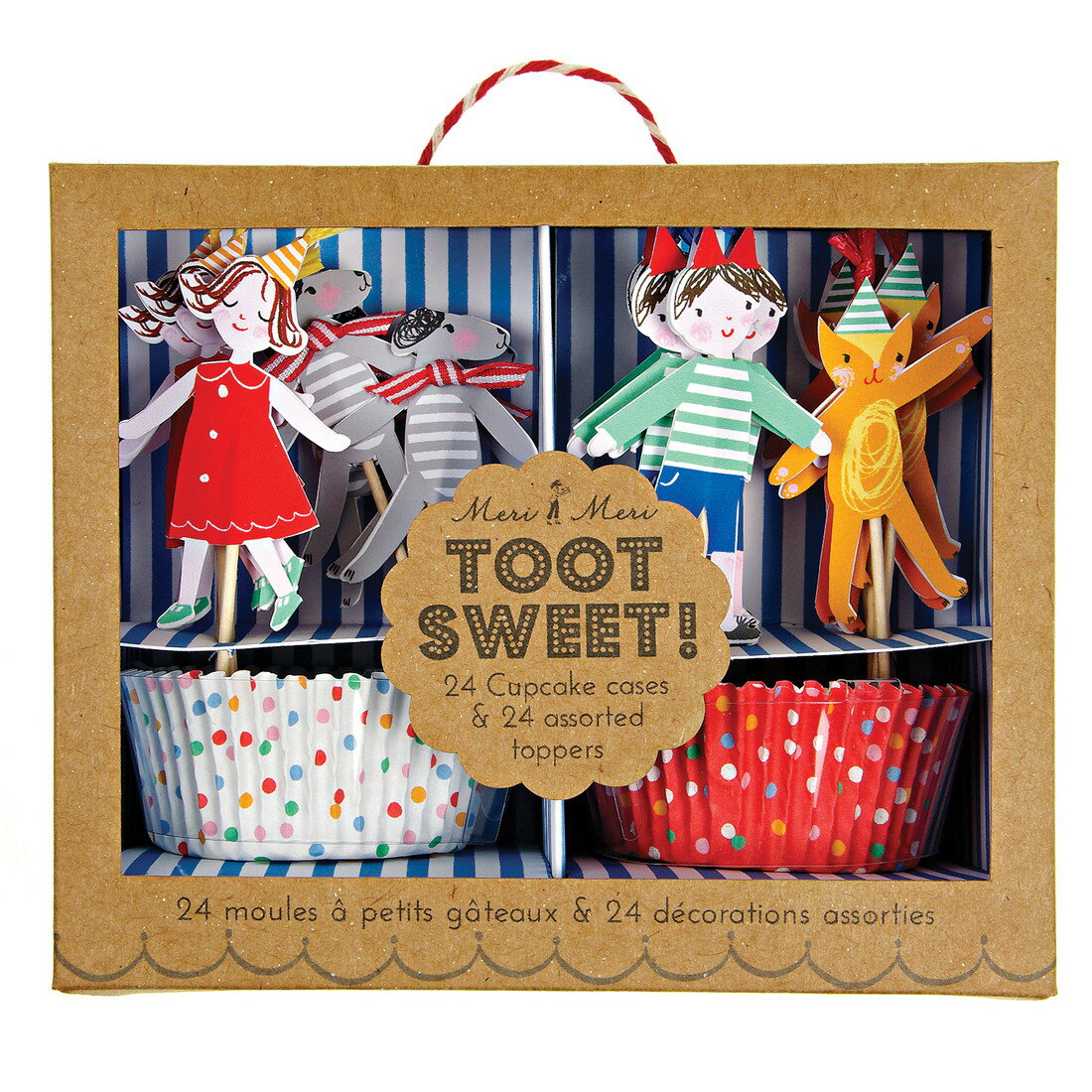 Toot Sweet Cupcake kit お菓子 おやつ カップケーキ ケーキ カップ 丸 子供 キット 鳴く 猫 犬 CAT DOG 楊枝 box 水玉 白 赤 楽しい 女の子 男の子 ダンス 手作り しっかり 生地 24個