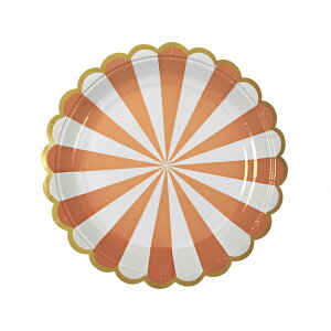 Meri Meri メリメリ ペーパープレート オレンジ 直径約18cm ストライプ 124210 (45-1224) 8枚入 パーティー紙皿 使い捨て紙皿 紙皿おしゃれ 紙皿かわいい ホームパーティー