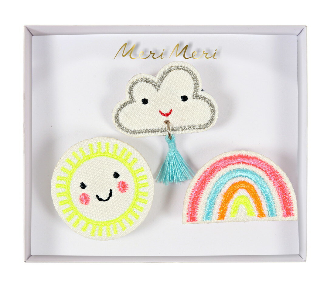 ブローチ 刺繍ブローチ WEATHER FACES 子供 プチギフト おしゃれ かわいい アクセサリー プレゼント 誕生日会 インスタ映え 小学生 中学生 高校生 merimeri メリメリ