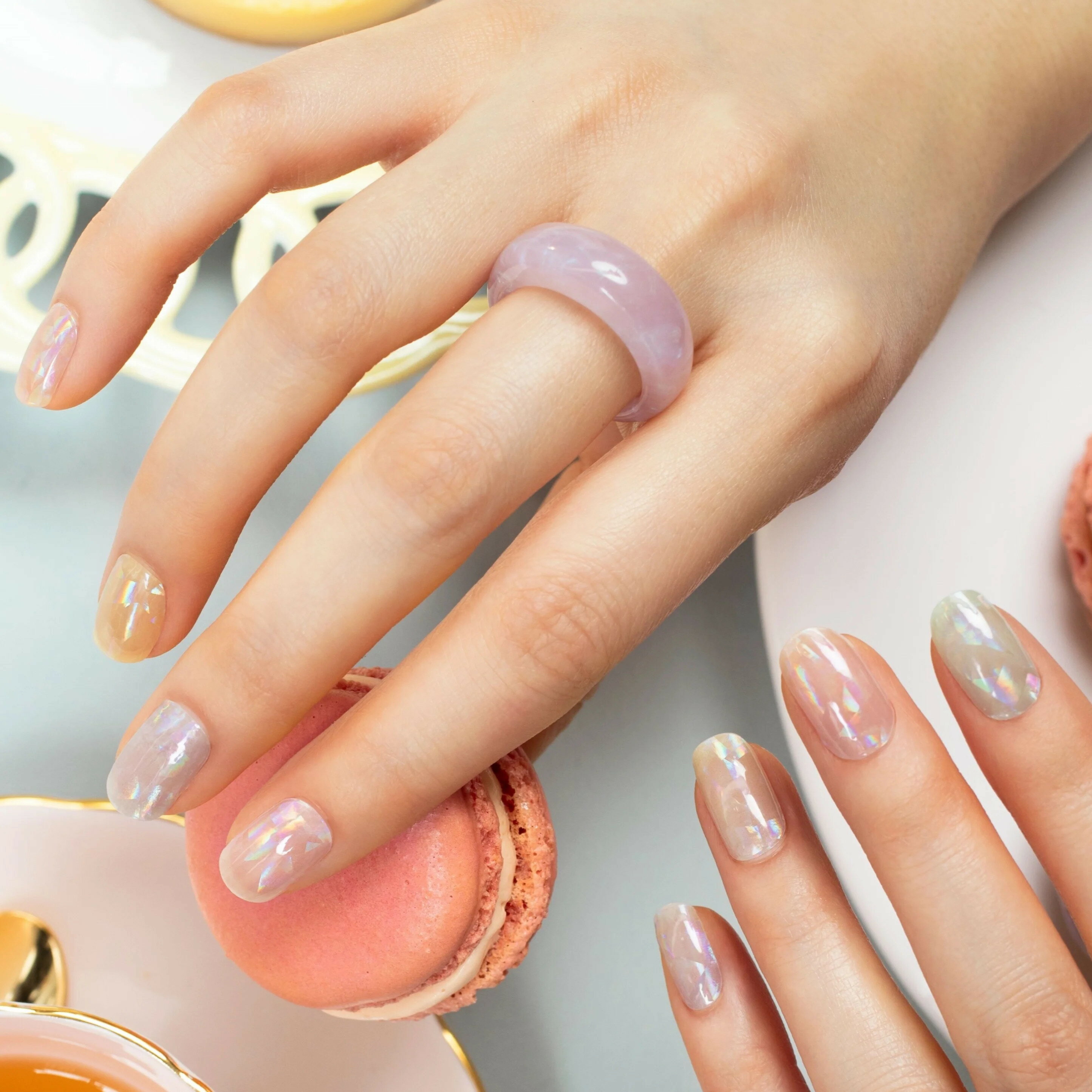 esshimo エッシーモ Pale Hologram ペール ホログラム ハンドネイル ジェルネイルシール セルフネイル おうちネイル 時短ネイル デザインネイル 貼るネイル ネイルステッカー ネイルパーツ ネイルチップ 付け爪 つけ爪 カラージェル