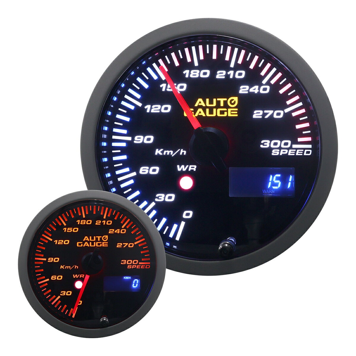 【最大10%OFFクーポン】オートゲージ スピードメーター 85mm 85Φ ホワイト/アンバー メーター LED ドレスアップ 車 改造 送料無料［メーター LED autogauge ドレスアップ 車 ］